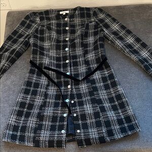 RIHOAS Black and White Plaid Long Sleeve Dress